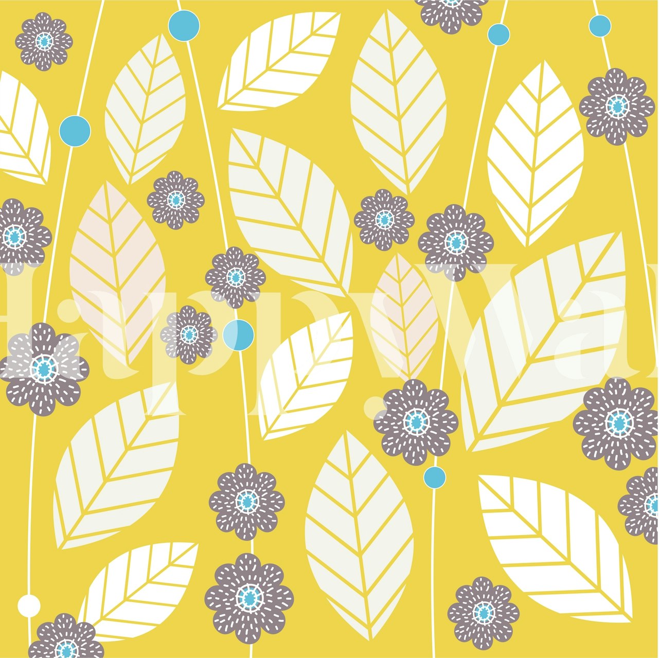 Σχεδίαση ταπετσαρίας Saffron yellow leaves and flowers