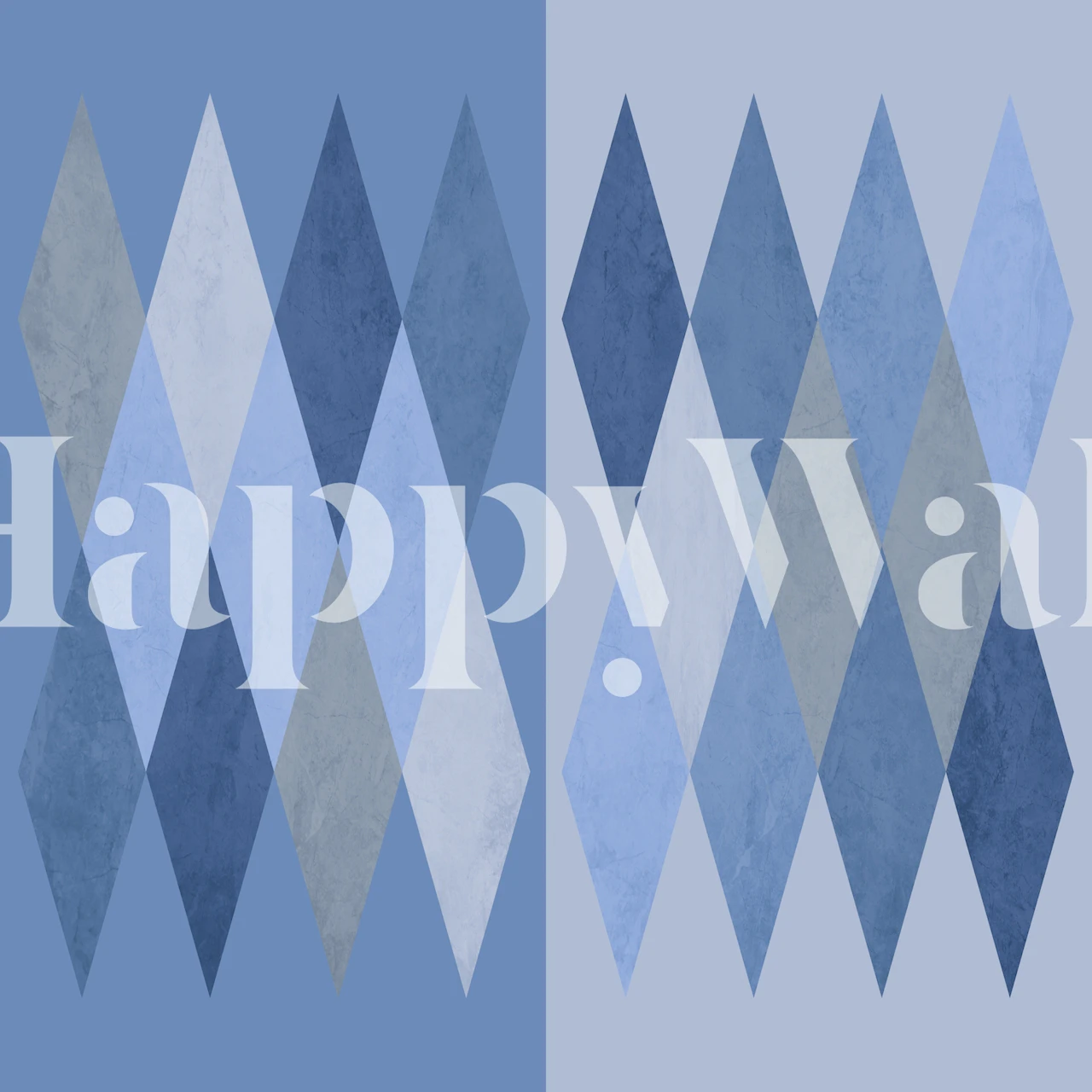 Blue geometric pattern wall mural in various shades of blue, abstract design