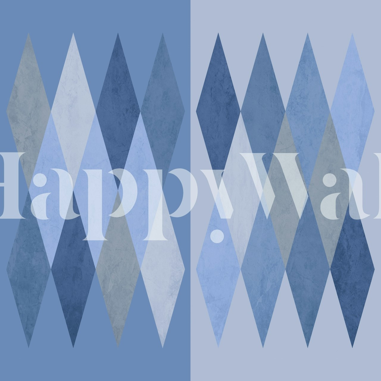 Blue geometric pattern wall mural in various shades of blue, abstract design