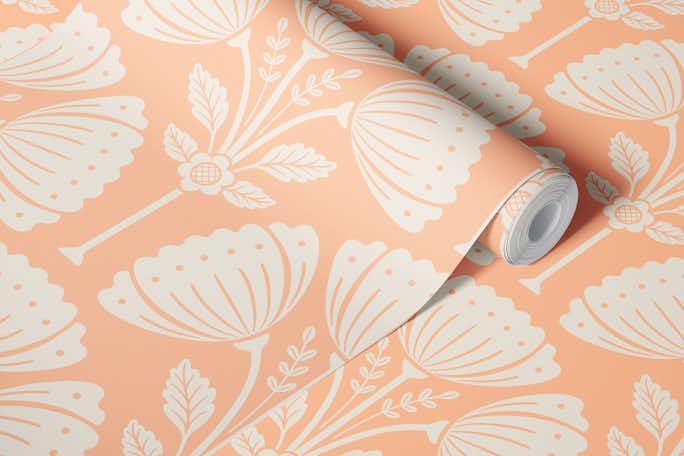 Block Print Bouquet - Peach Fuzz 2wallpaper roll