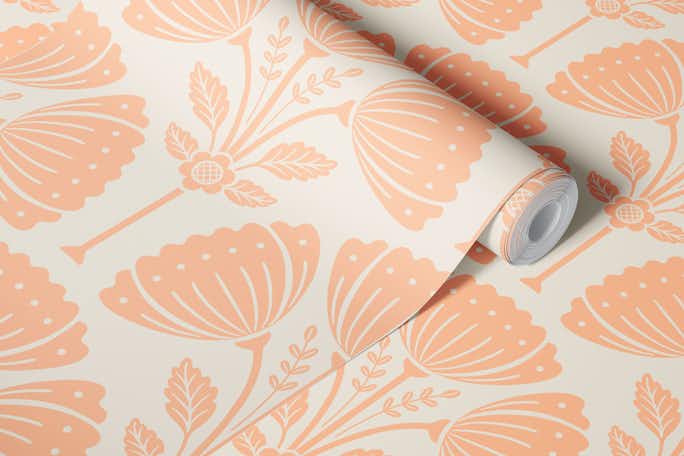Block Print Bouquet - Peach Fuzz 1wallpaper roll