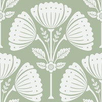 Block Print Bouquet - Sage Green 2 behang