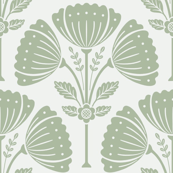 Block Print Bouquet - Sage Green 1