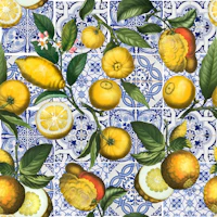 Lemon Fruits And Tiles wallpaper