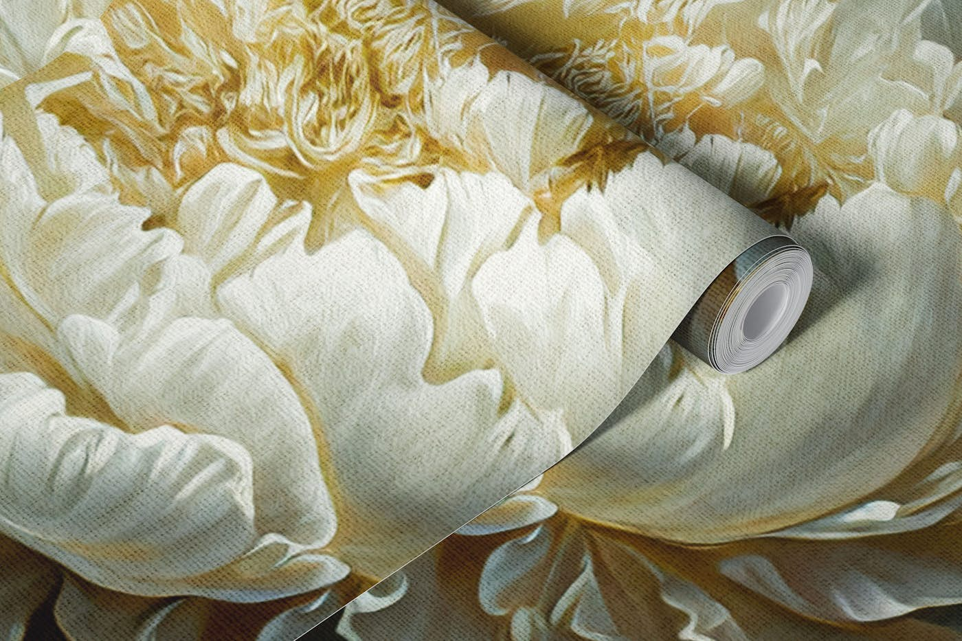 huge white baroque peonies wallpaper roll