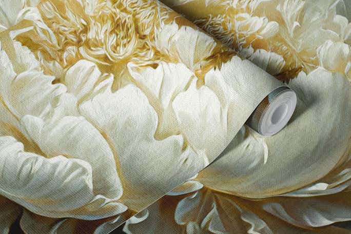 huge white baroque peonieswallpaper roll