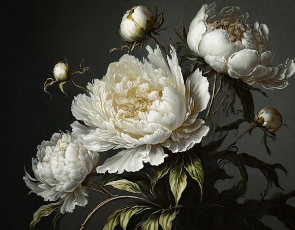 huge white baroque peonies