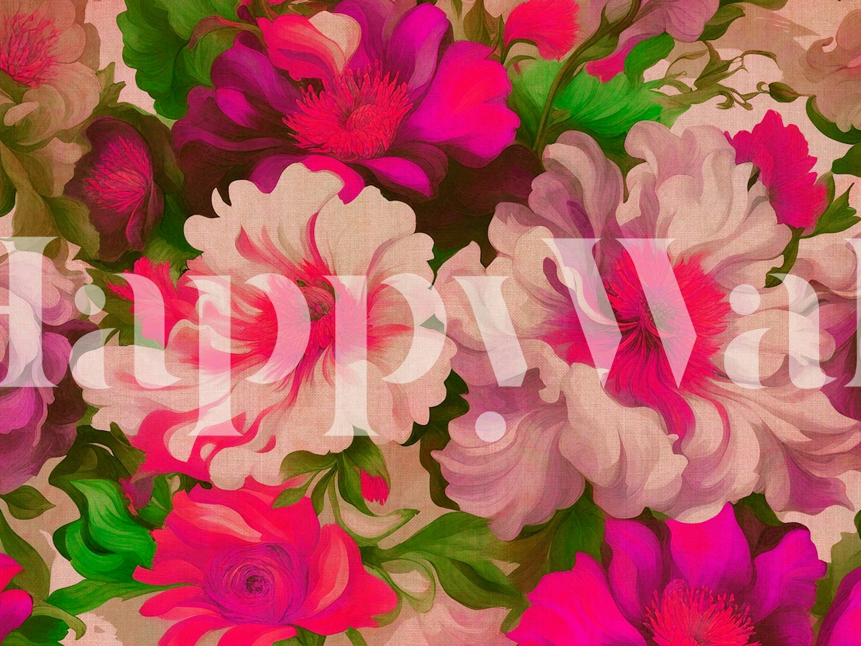 Vibrant pink and white floral design wallpaper