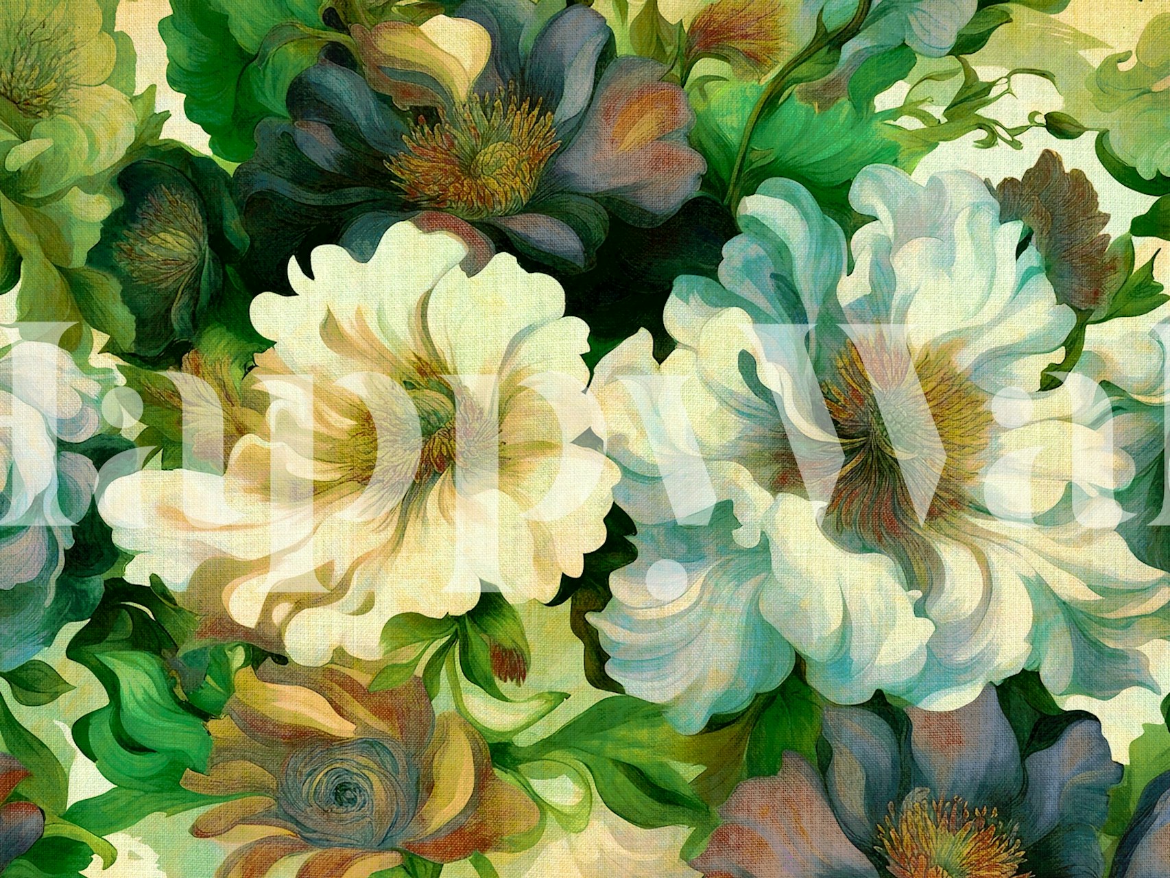 Antique Baroque Floral behang in een stijlvolle kamer