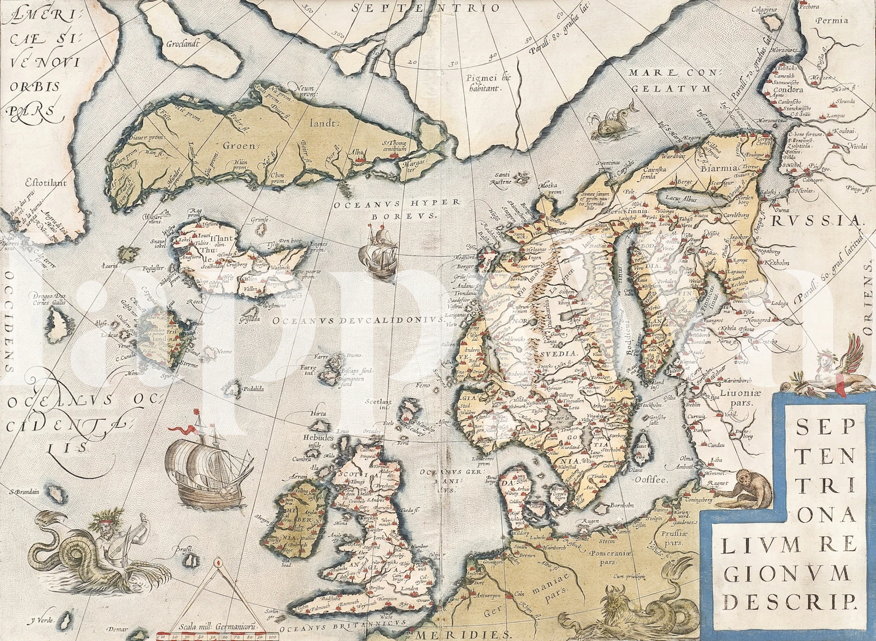 16th Century Map of Scandinavia tapet i et rum