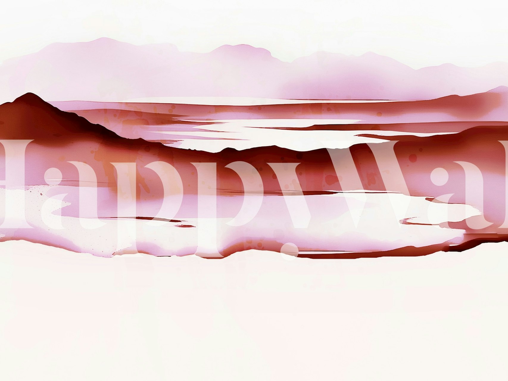 Abstrakt pink og hvid horisont vægmaleri