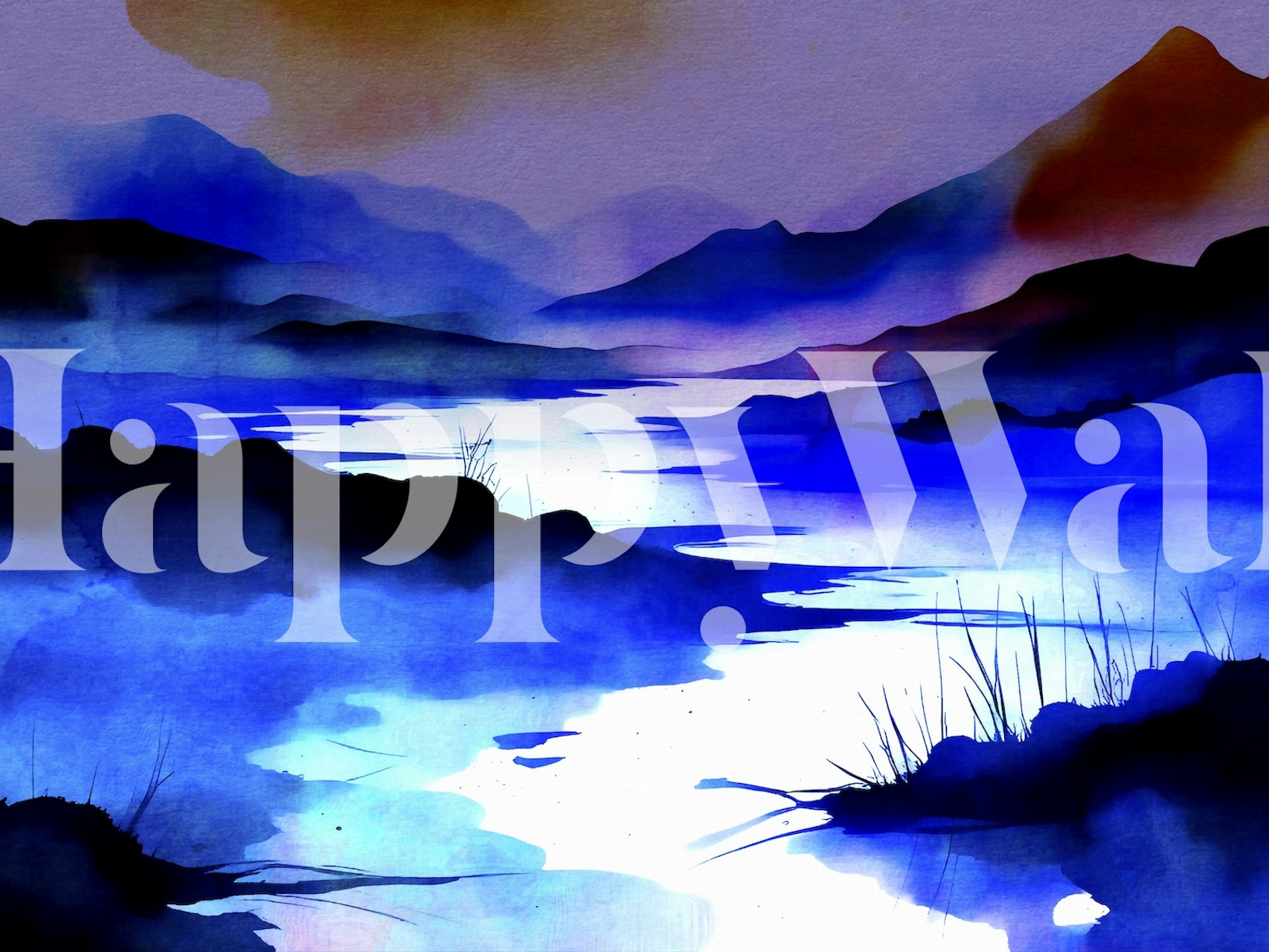 Blue Moon Scandinavia wall mural with shades of blue depicting serene nighttime scenery