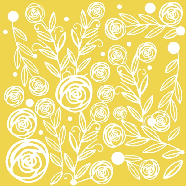 Rose garden yellow hand drawn