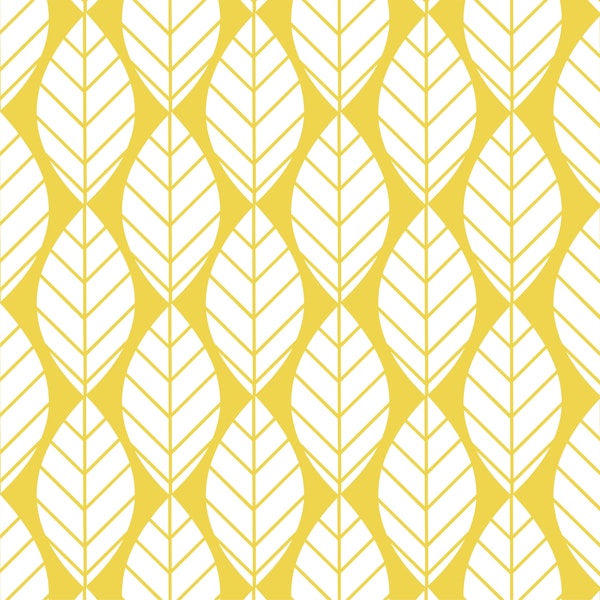 Jumbo Leaves Pattern in Saffron Yellow White