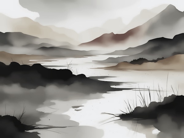 Nordic Watercolor Mountains