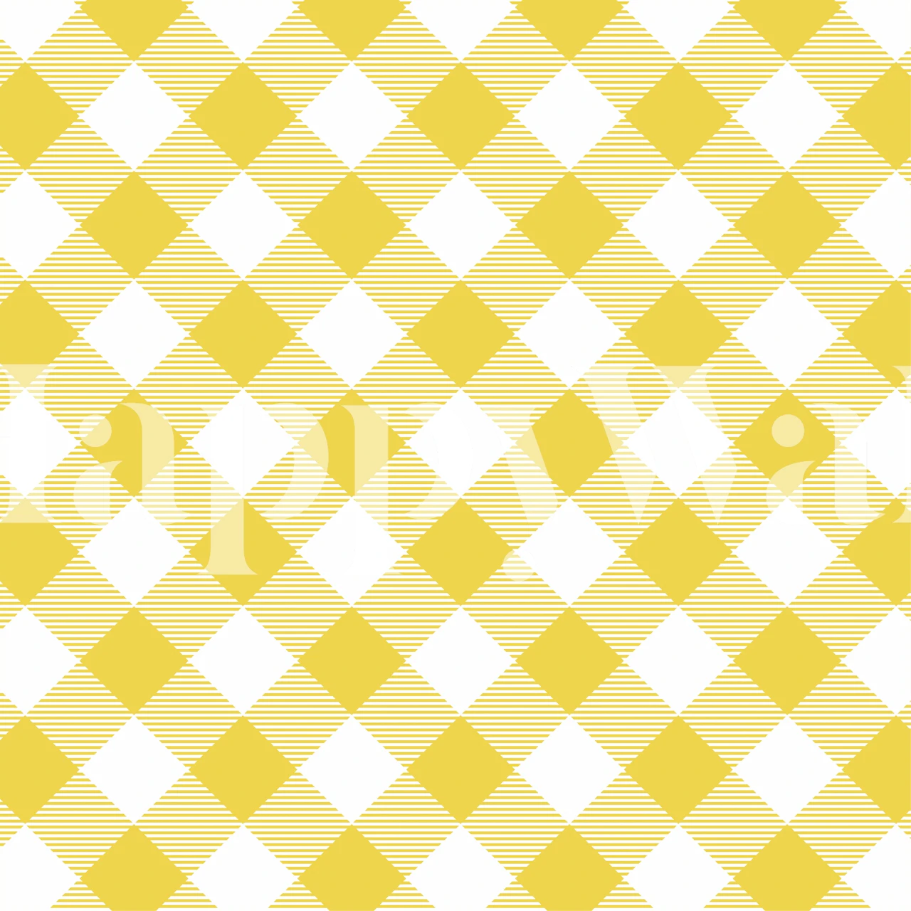 Safrangelbes Gingham-Karomuster-Wandbild von Happywall