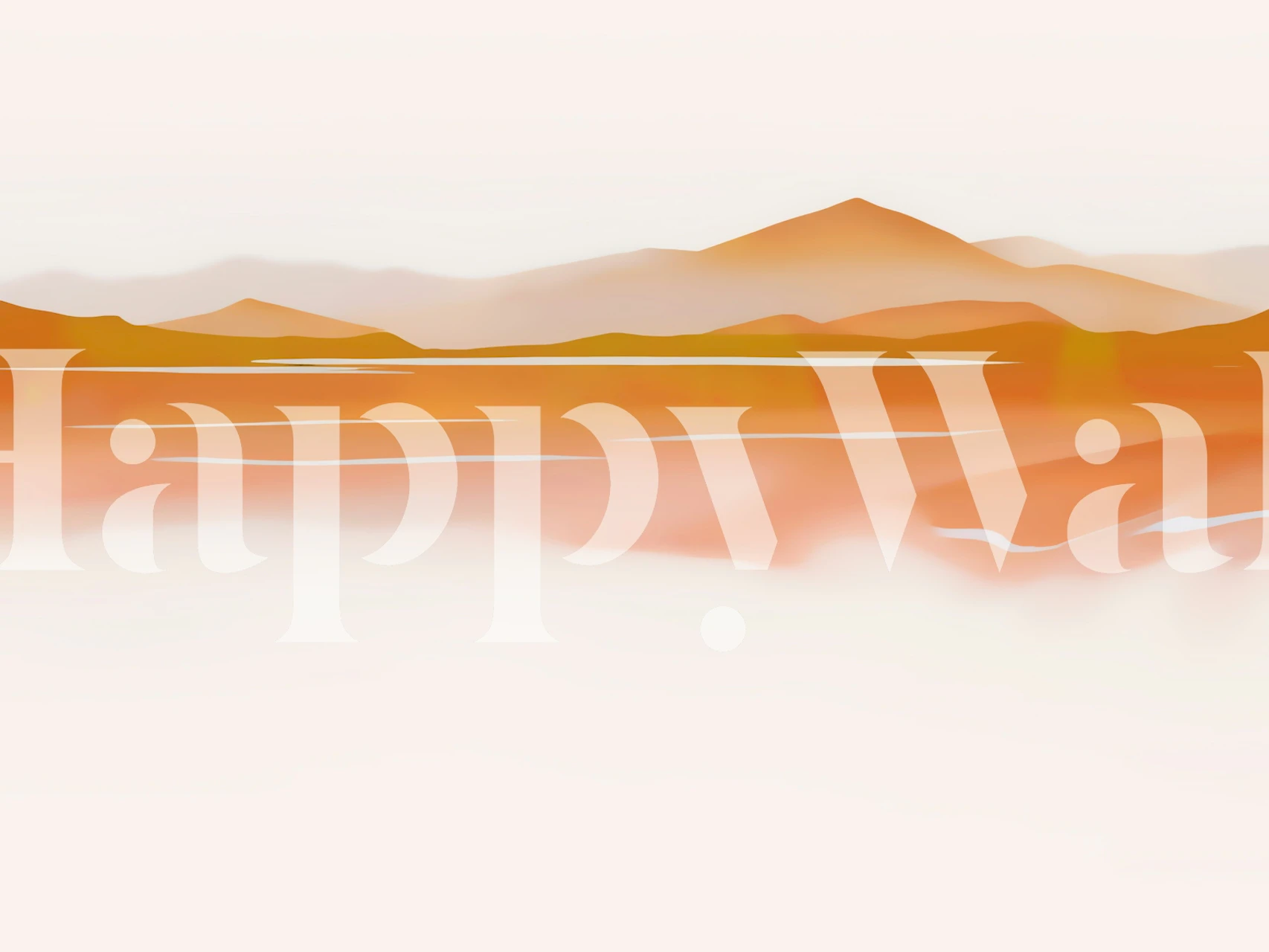 Mountain landscape in warm orange and beige tones wallpaper