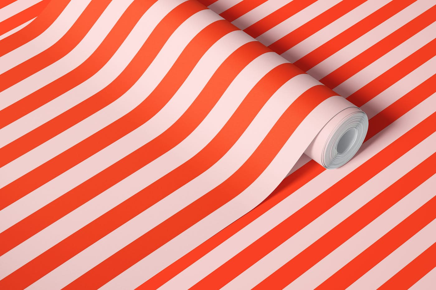 Pink and red stripes wallpaper roll