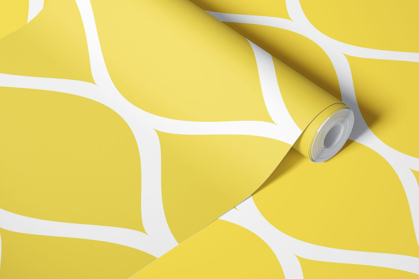 Mustard Yellow Ogee Oval Pattern wallpaper roll