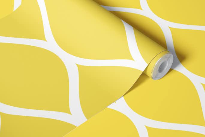 Mustard Yellow Ogee Oval Patternwallpaper roll