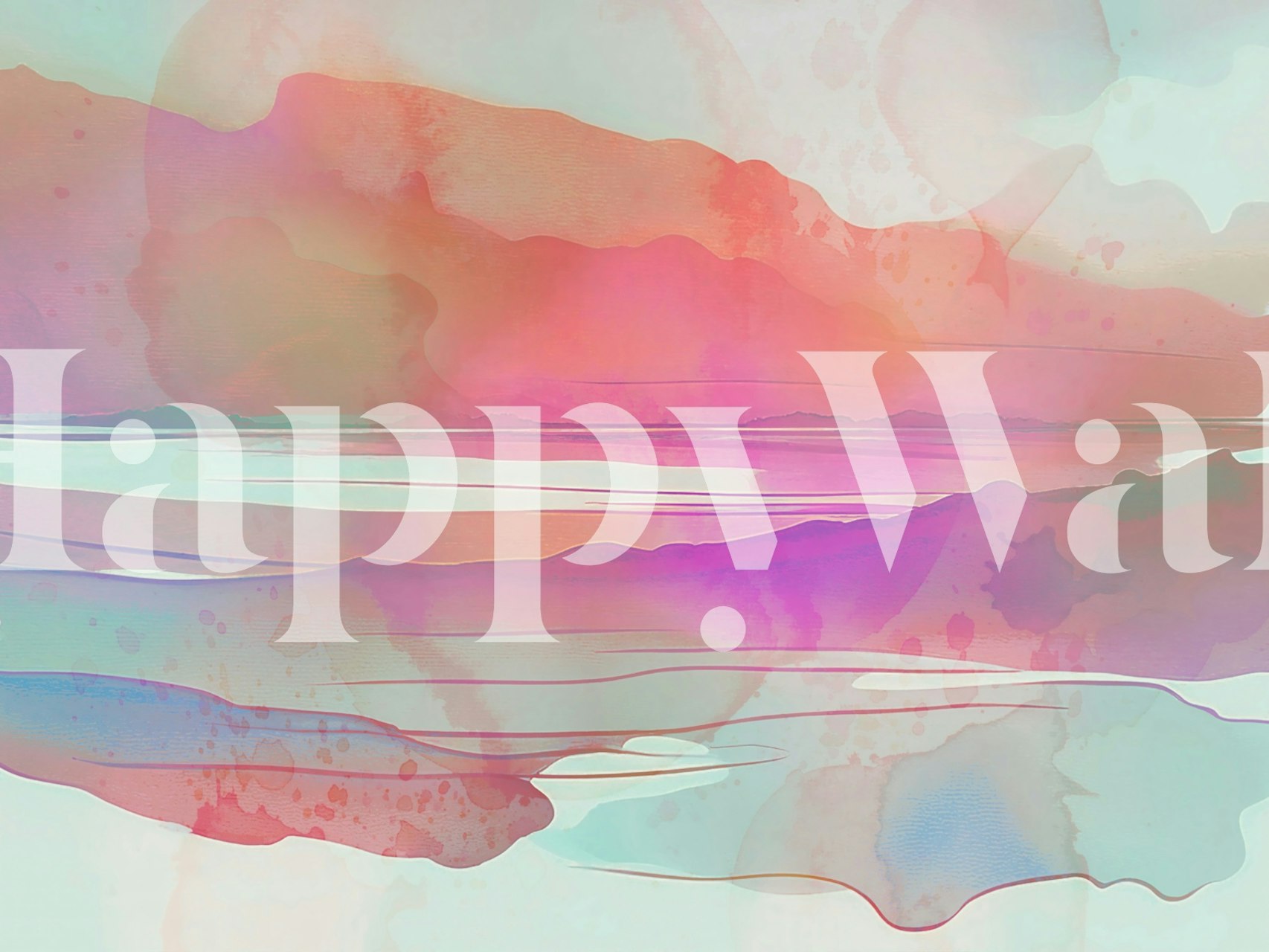 Abstract pastel-colored wall mural with pink, purple, and blue hues representing a Scandinavian summer