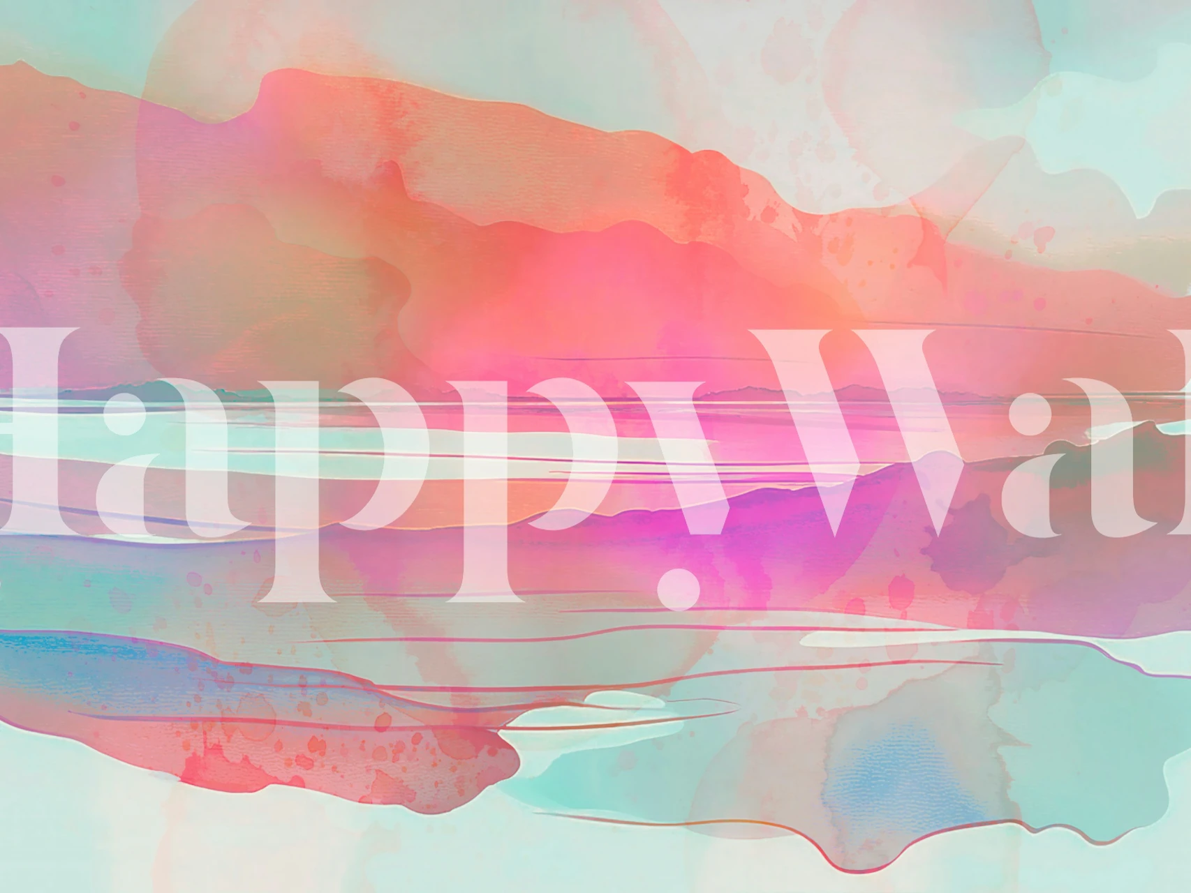 Abstract pastel-colored wall mural with pink, purple, and blue hues representing a Scandinavian summer