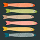 ANCHOVIES Retro Vintage Fish on Charcoal