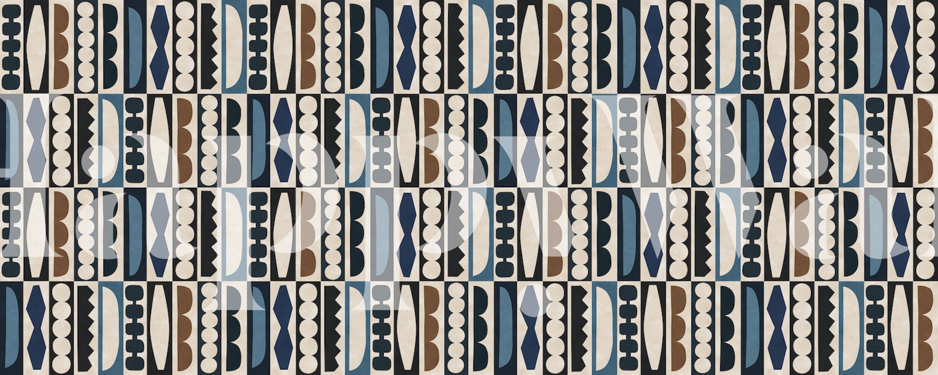 Papier peint mural à motifs tribaux avec des formes géométriques dans des tons terre