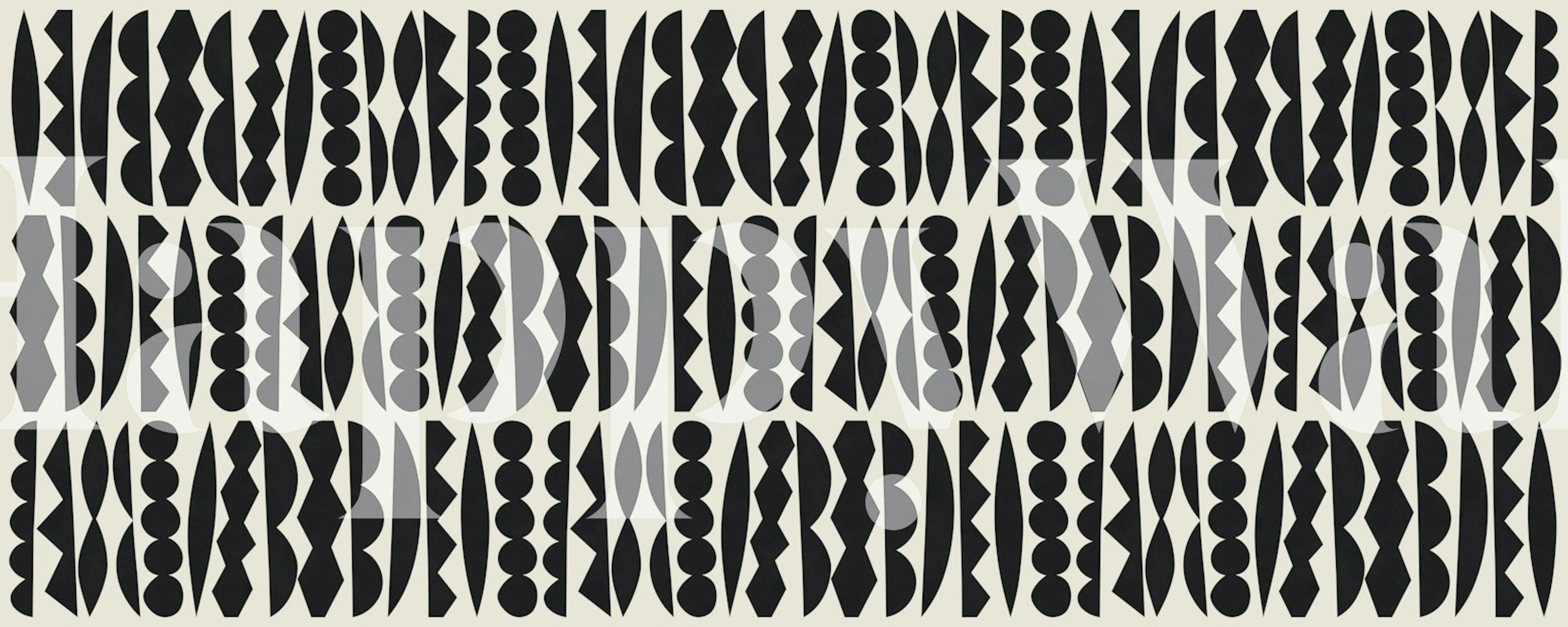 Black geometric shape patterns on a cream background wallpaper