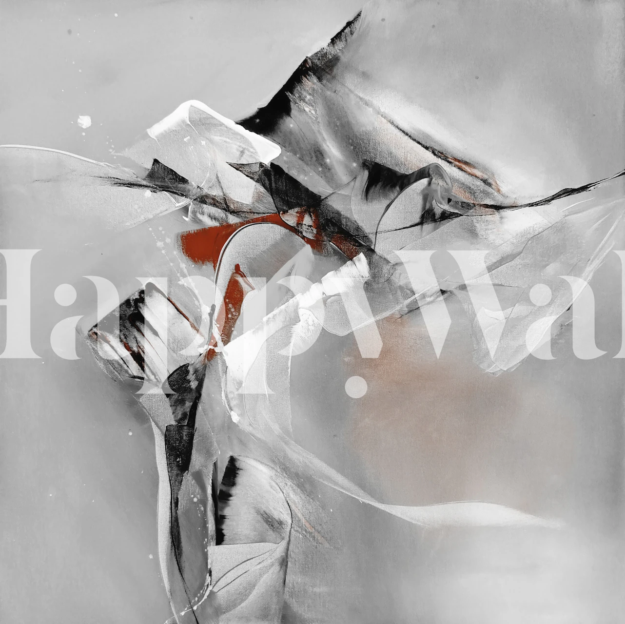 Abstract brush strokes in gray, white, and black wallpaper