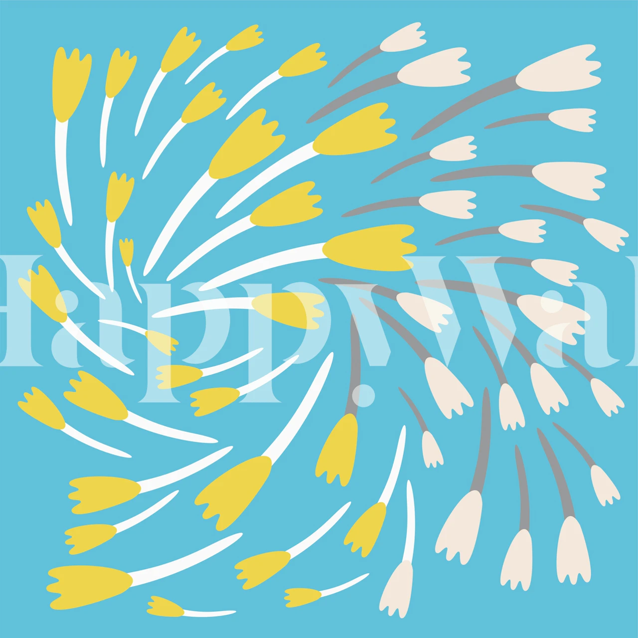 Baby blue floral pattern with tulips in a room