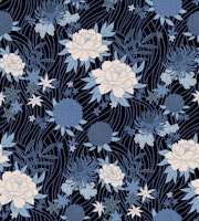 Asian blooms - black & blue carta da parati