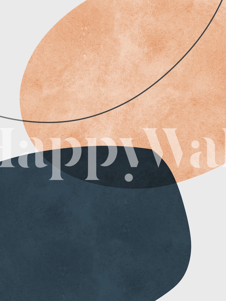 Abstract shapes in soft peach and navy wallpaper