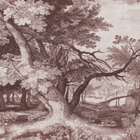 Etching Landscape tree tapet
