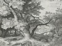 landscape with tree, etching tapetit