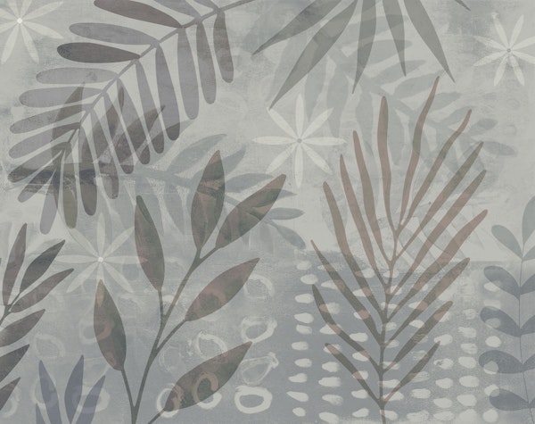 Palm Leaf Collage Mix Grey Brown