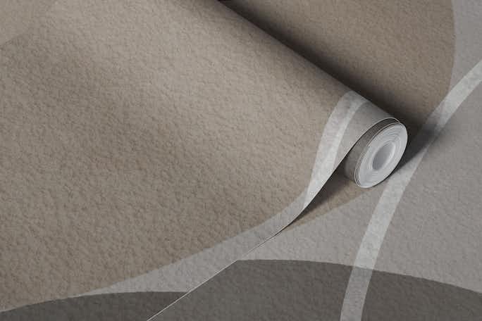 Mid Century Shapes And Outline Grey Brownwallpaper roll
