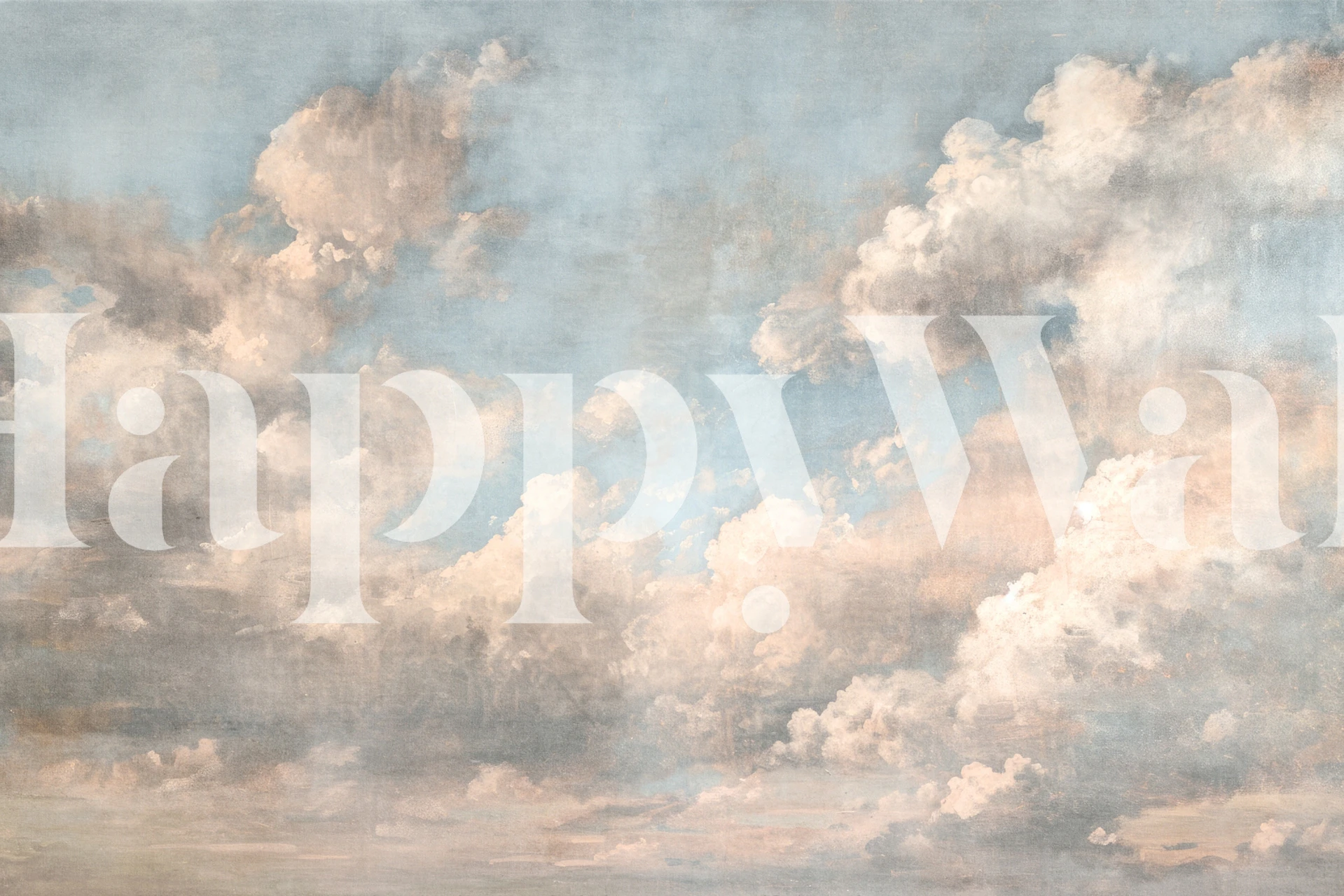 Pastel blue sky with fluffy clouds wall mural