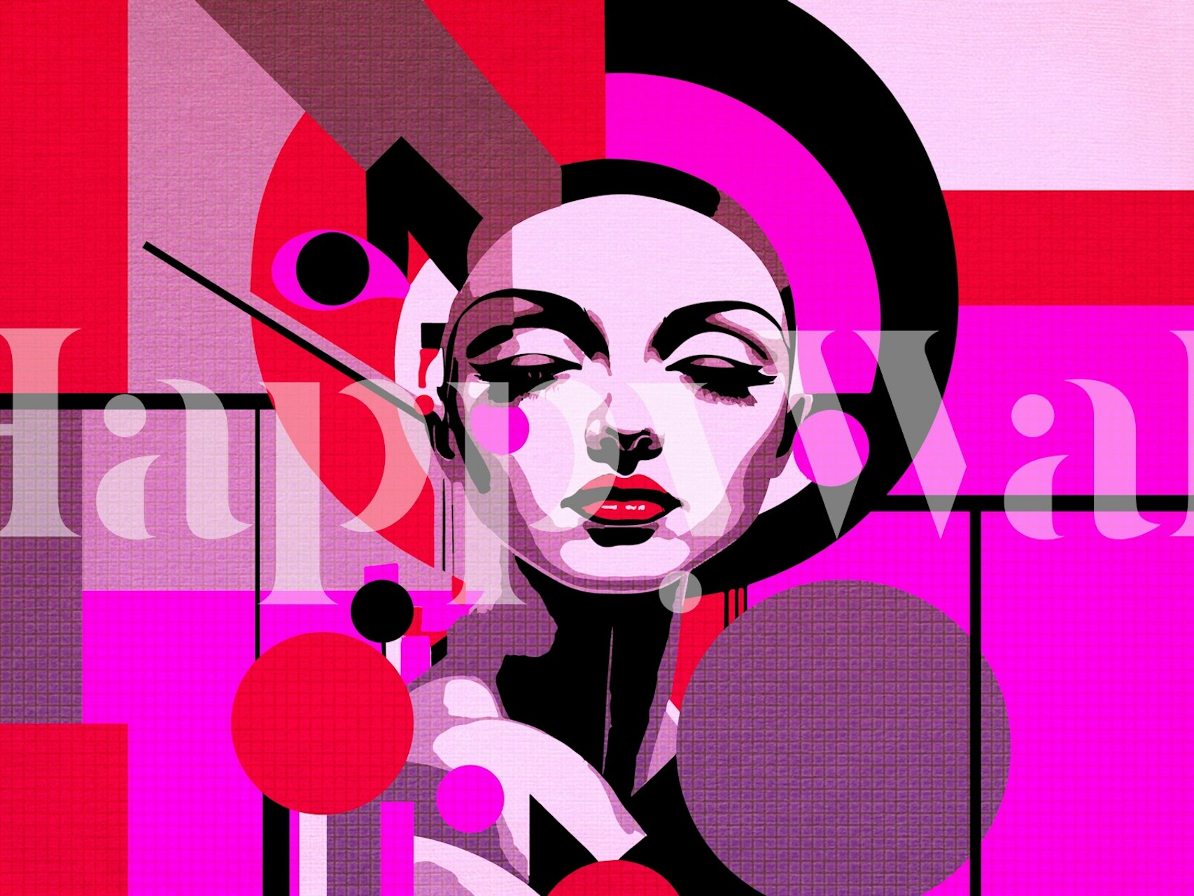 Abstract pink and black geometric shapes wallpaper