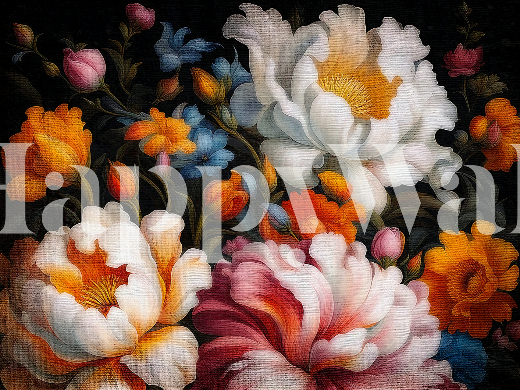 Design de papel de parede Large Antique Flowers