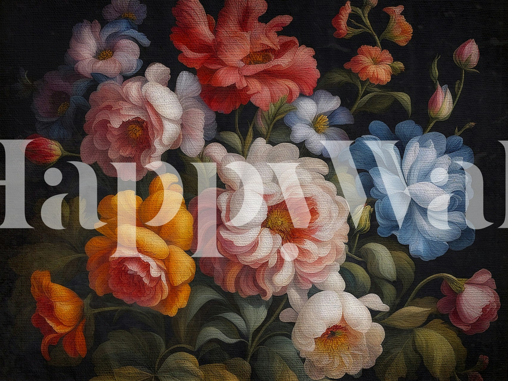 Large Antique Flower Bouquet ταπετσαρία σε ένα δωμάτιο