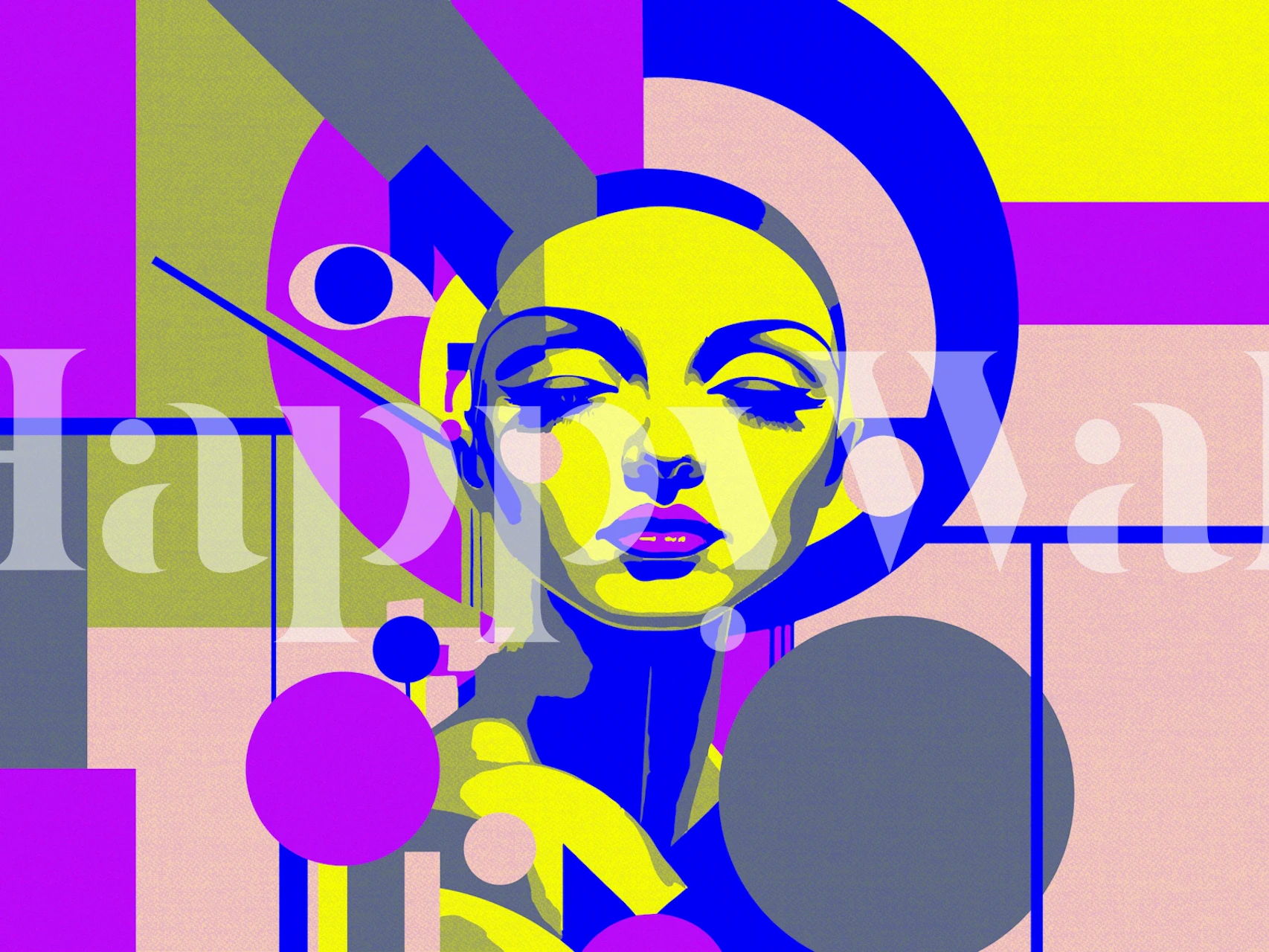 Colorful geometric shapes and abstract portrait wallpaper