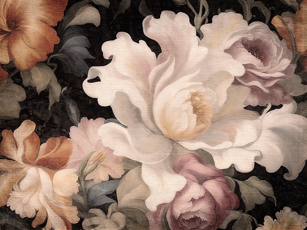 Huge Antique Moody Flowers