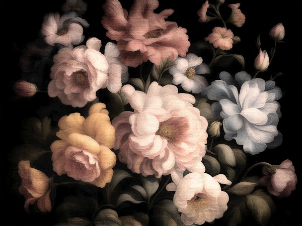 Antique Moody Flowers Canvas Art
