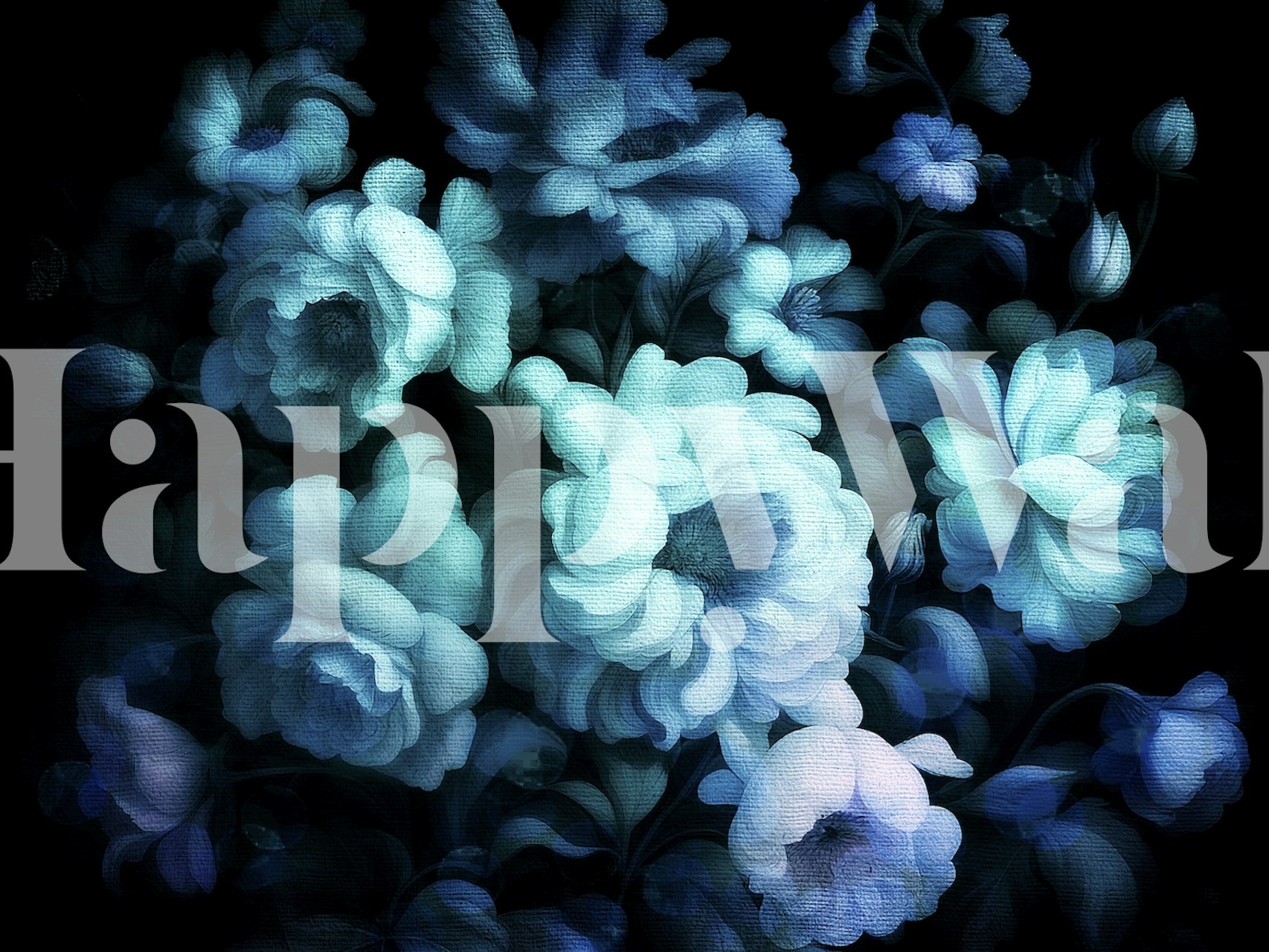 Vintage στυλ σκοτεινής φλοράλ τοιχογραφία με ονειρικές σιλουέτες λουλουδιών