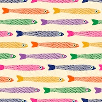 ANCHOVIES Bright Fish Horizontal - Cream papiers peint
