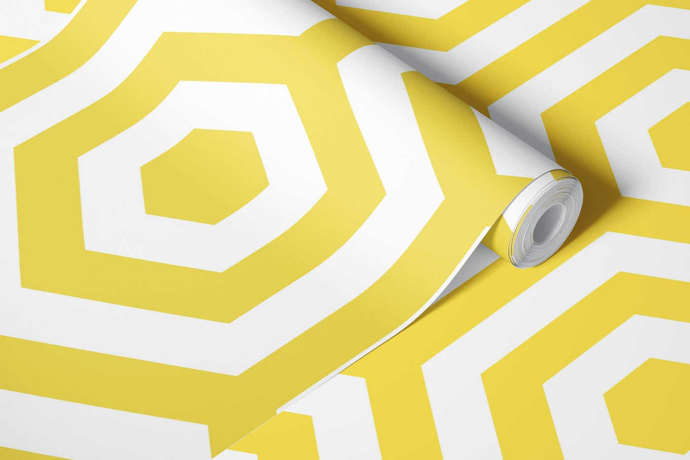 Mustard Yellow Hexagon Geometric Pattern wallpaper roll