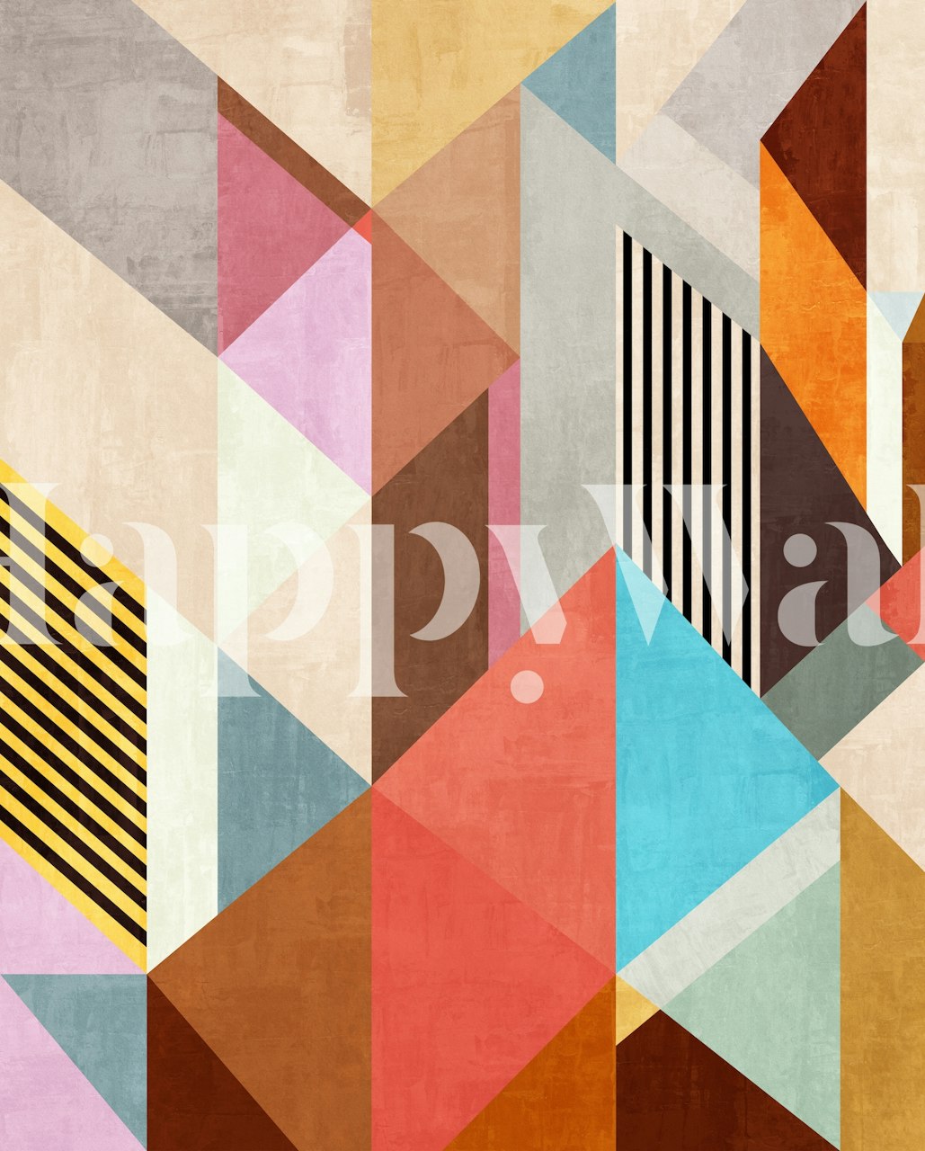 Geometric wallpaper με πολύχρωμα τρίγωνα σε ένα δωμάτιο