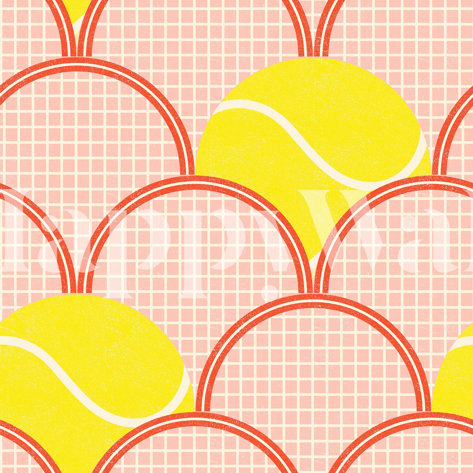 tennis rackets and balls rose and red wallpaper | Happywall