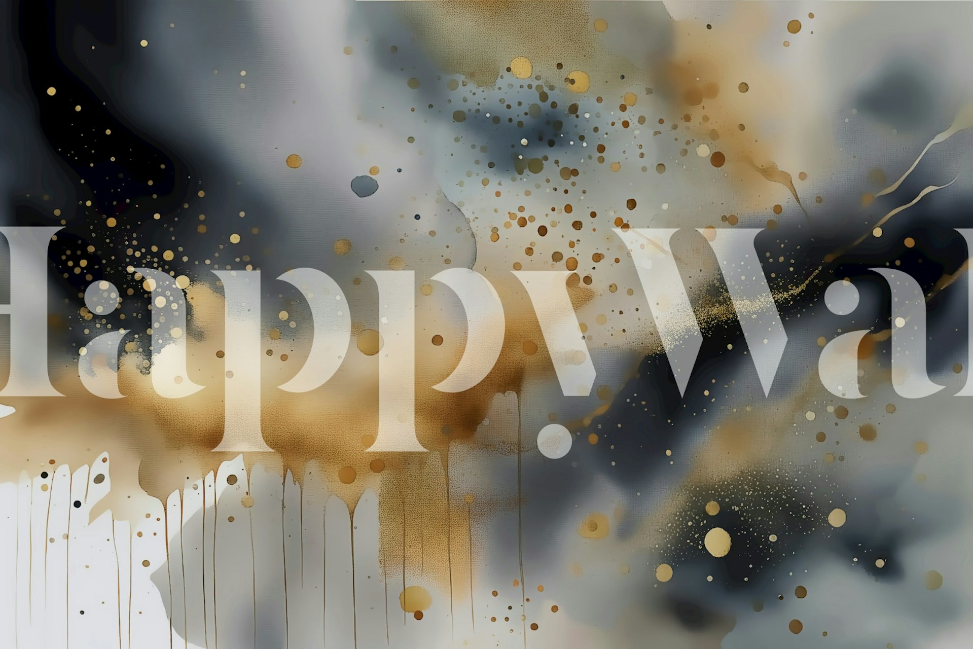 Abstract marble wallpaper in black, grey, and gold hues